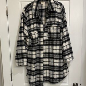 MELLODAY Black and White Plaid Utility Jacket